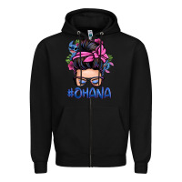 Black ohana stitch messy bun Zipper Hoodie - Zillion Design Studio