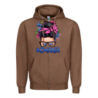 Chestnut ohana stitch messy bun Zipper Hoodie - Zillion Design Studio