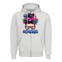Dove Grey ohana stitch messy bun Zipper Hoodie - Zillion Design Studio