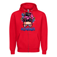 Red ohana stitch messy bun Zipper Hoodie - Zillion Design Studio