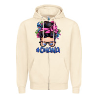 Sandshell ohana stitch messy bun Zipper Hoodie - Zillion Design Studio
