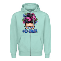 Seafoam ohana stitch messy bun Zipper Hoodie - Zillion Design Studio