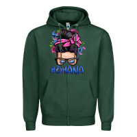 Sports Green ohana stitch messy bun Zipper Hoodie - Zillion Design Studio