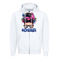 White ohana stitch messy bun Zipper Hoodie - Zillion Design Studio