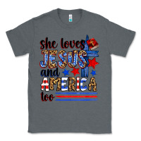 Charcoal Heather she loves jesus and america too Classic Tee - Zillion Design Studio