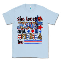 Dusty Blue she loves jesus and america too Classic Tee - Zillion Design Studio