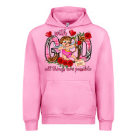 Fuchsia Pink with god all things are possible Urban Hoodie - NancyCooperArtShop