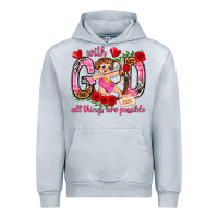 Heather Grey with god all things are possible Urban Hoodie - NancyCooperArtShop