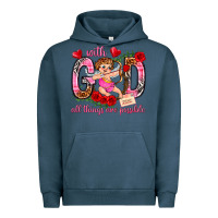 Pigment Midnight Navy with god all things are possible Urban Hoodie - NancyCooperArtShop