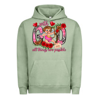 Pigment Oil Green with god all things are possible Urban Hoodie - NancyCooperArtShop