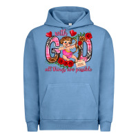 Pigment Pebble Blue with god all things are possible Urban Hoodie - NancyCooperArtShop