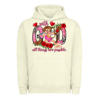 Pigment Pistachio with god all things are possible Urban Hoodie - NancyCooperArtShop