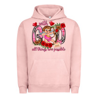 Pigment Salmon with god all things are possible Urban Hoodie - NancyCooperArtShop