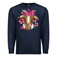 Navy pink floral bandana goat Premium Sweatshirt - Jasminsmagicworld