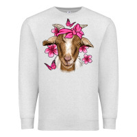 Oatmeal Heather pink floral bandana goat Premium Sweatshirt - Jasminsmagicworld