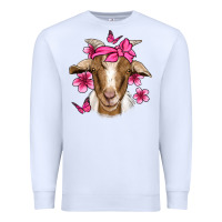 White pink floral bandana goat Premium Sweatshirt - Jasminsmagicworld