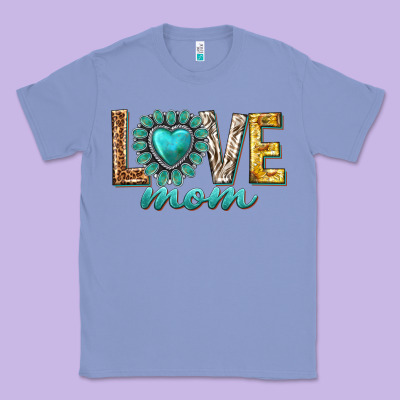 Love Mom Western Classic Tee Designed By Texasbilliewilder