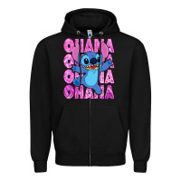 Black ohana stitch Zipper Hoodie - Zillion Design Studio