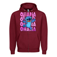 Burgundy ohana stitch Zipper Hoodie - Zillion Design Studio