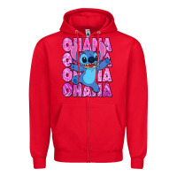 Red ohana stitch Zipper Hoodie - Zillion Design Studio