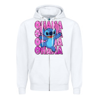 White ohana stitch Zipper Hoodie - Zillion Design Studio