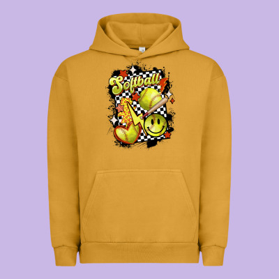 Vintage Softball Urban Hoodie Designed By Maliassmallbusiness
