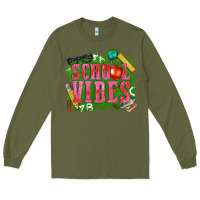 Army Green school vibes Long Sleeve Tee - texasbilliewilder