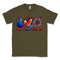 Army Green peace love america Classic Tee - Zillion Design Studio