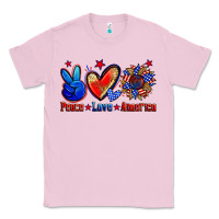 Bubblegum Pink peace love america Classic Tee - Zillion Design Studio