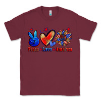 Burgundy peace love america Classic Tee - Zillion Design Studio