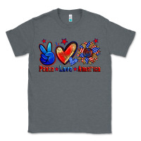 Charcoal Heather peace love america Classic Tee - Zillion Design Studio