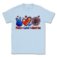 Dusty Blue peace love america Classic Tee - Zillion Design Studio