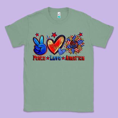 Peace Love America Classic Tee Designed By Zillion Design Studio