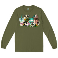 Army Green cow coffee cups Long Sleeve Tee - AdoDesignShop