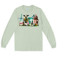 Matcha cow coffee cups Long Sleeve Tee - AdoDesignShop