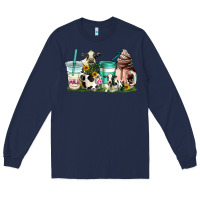 Navy cow coffee cups Long Sleeve Tee - AdoDesignShop