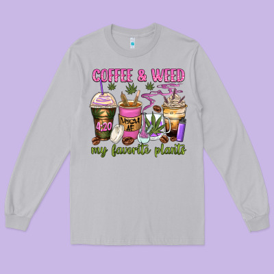 Coffee And Weed My Favorite Plants Long Sleeve Tee Designed By Zillion Design Studio