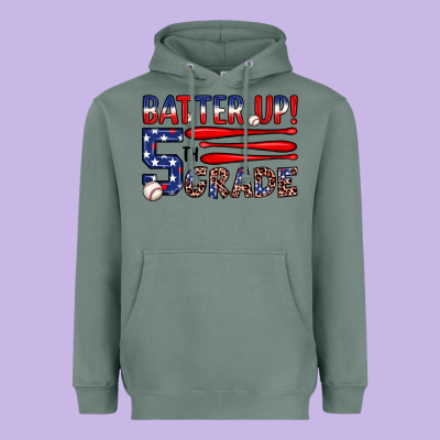 Batter Up 5th Grade Heavyweight Hoodie Designed By Jahusdesignshop