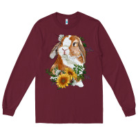 Burgundy bunny with sunflowers Long Sleeve Tee - RanaPortraitStore