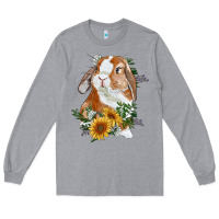 Heather Grey bunny with sunflowers Long Sleeve Tee - RanaPortraitStore