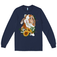 Navy bunny with sunflowers Long Sleeve Tee - RanaPortraitStore
