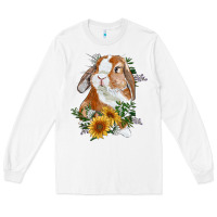 White bunny with sunflowers Long Sleeve Tee - RanaPortraitStore