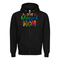 Black one blessed mom autism Zipper Hoodie - Zillion Design Studio