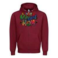 Burgundy one blessed mom autism Zipper Hoodie - Zillion Design Studio