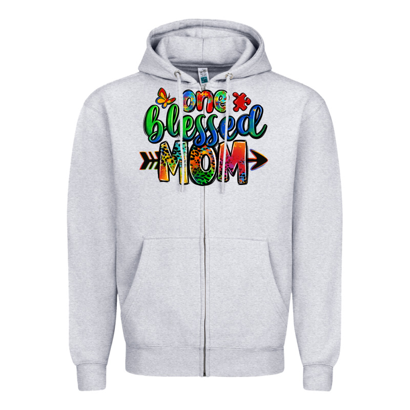 One Blessed Mom Autism Zipper Hoodie by Zillion Design Studio | Teevron