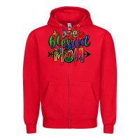 Red one blessed mom autism Zipper Hoodie - Zillion Design Studio