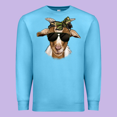 Camouflage Bandana Goat Premium Sweatshirt Designed By Jasminsmagicworld