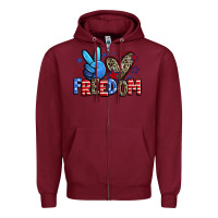 Burgundy peace love freedom Zipper Hoodie - Zillion Design Studio