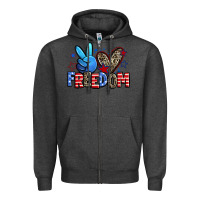 Charcoal Heather peace love freedom Zipper Hoodie - Zillion Design Studio