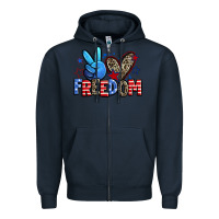 Navy peace love freedom Zipper Hoodie - Zillion Design Studio